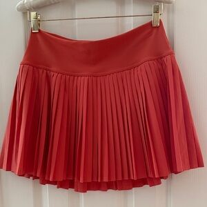 Elegant Coral Pleated Skater Skirt